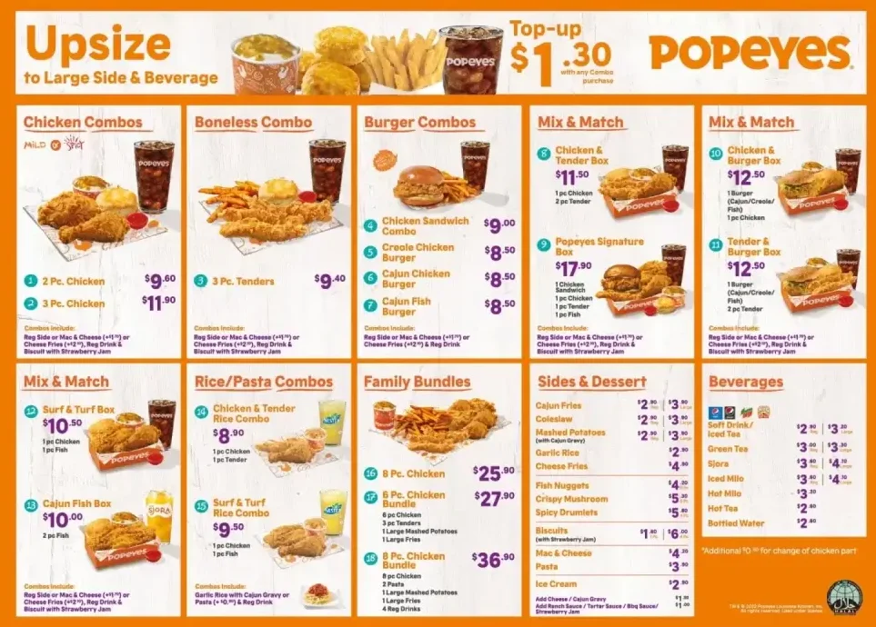 Popeyes Singapore Menu Image